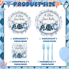 Yungyan blue jean baby shower dessert plates 7 inch