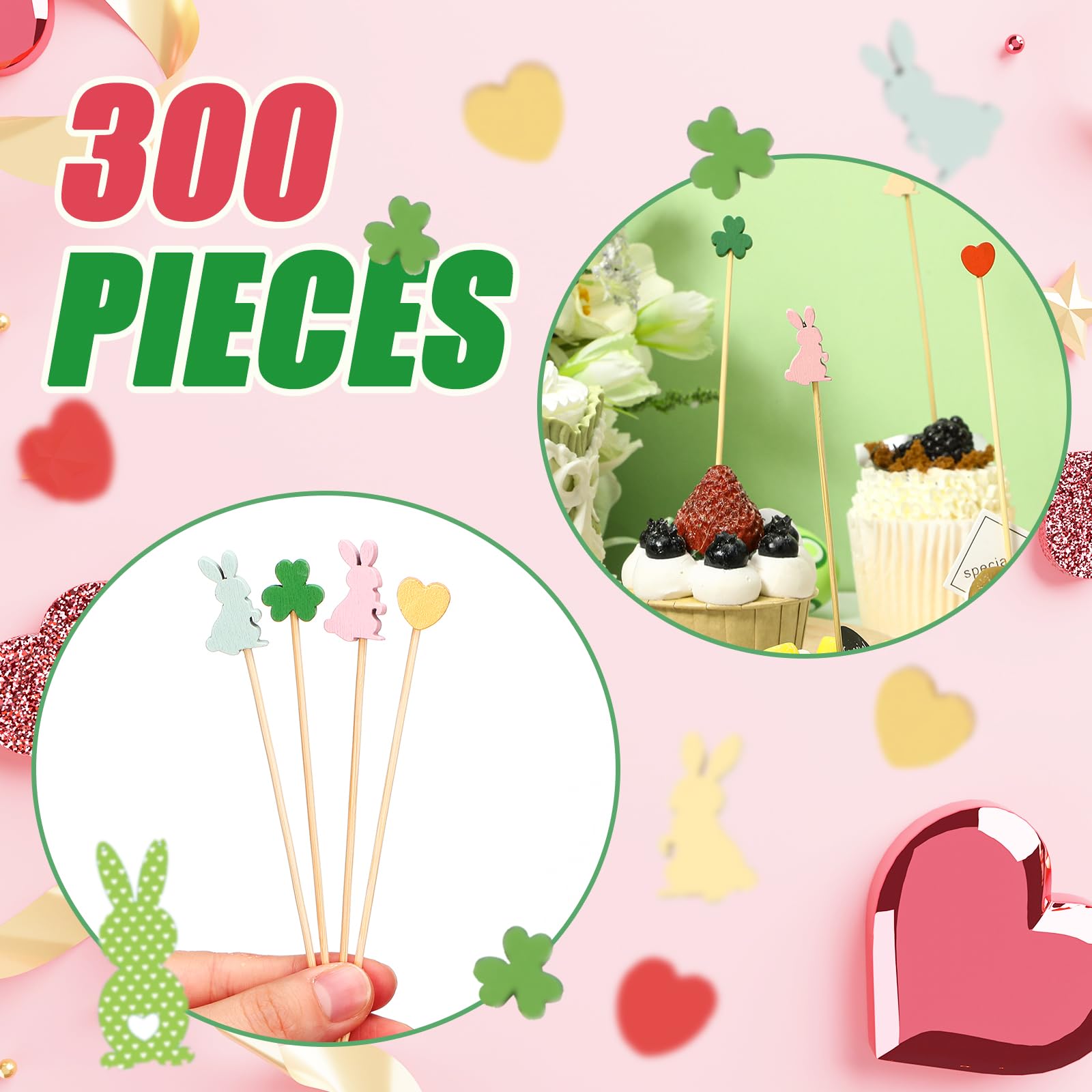 4.7 inch bamboo cocktail picks multicolor bundle
