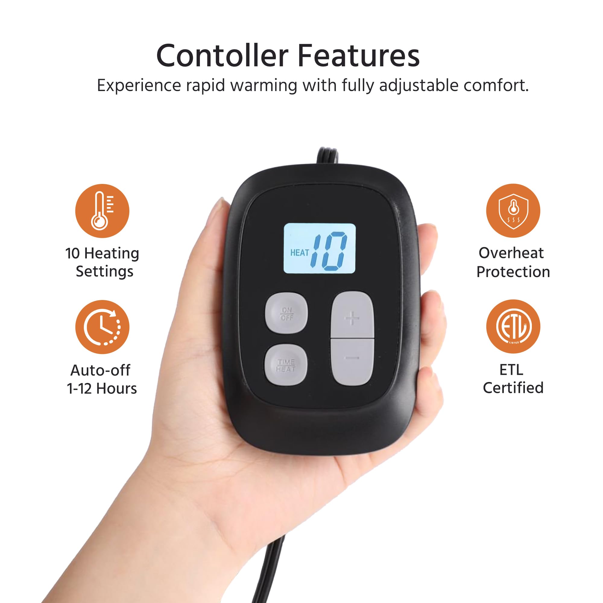YUSTAL heated blanket auto-off timer 1–12 hours