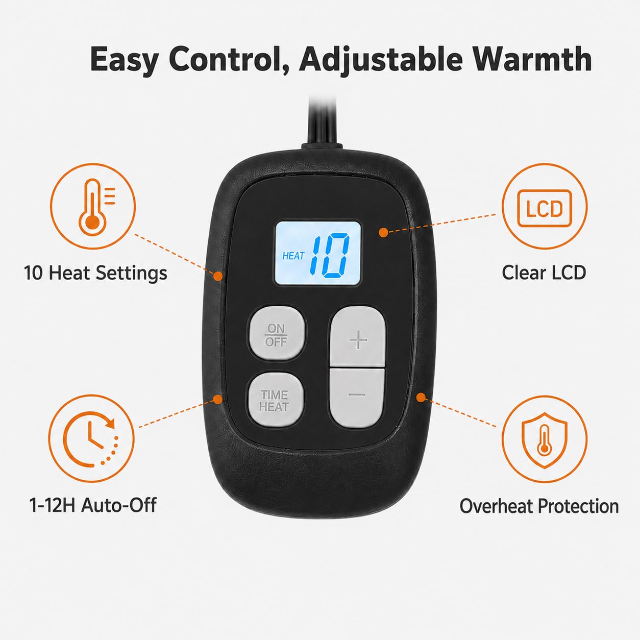 Heated blanket control panel LED display and wiring