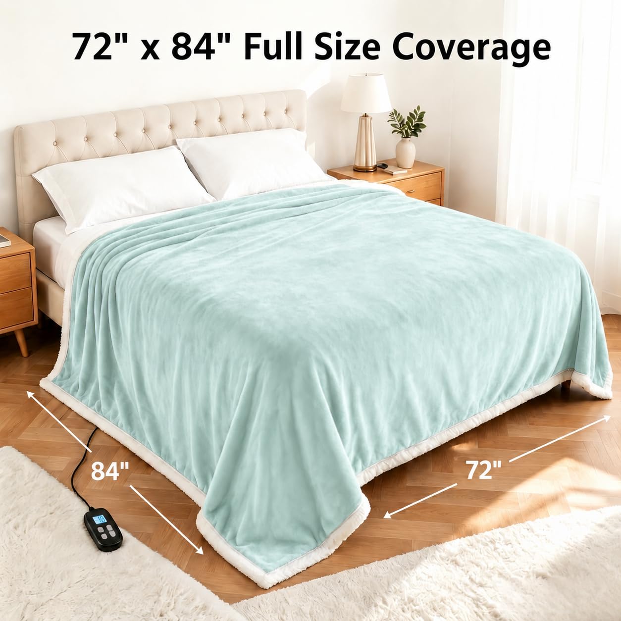 Full size 72 x 84 inches light green color sample