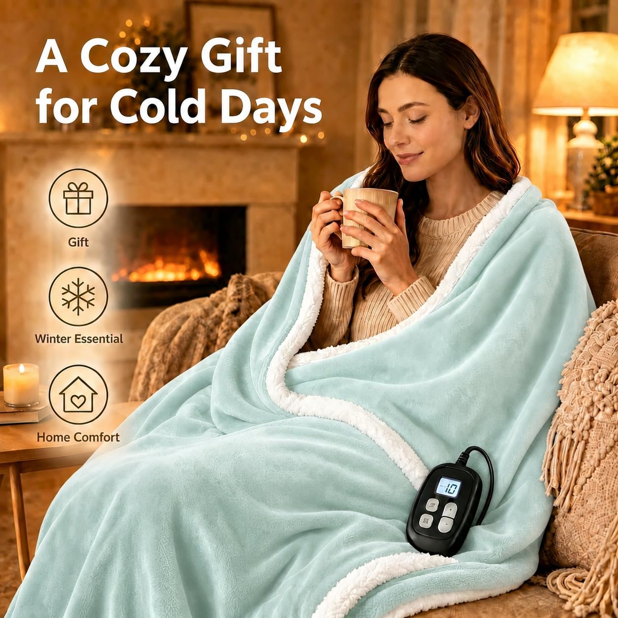 YUSTAL electric heated blanket packaging and features