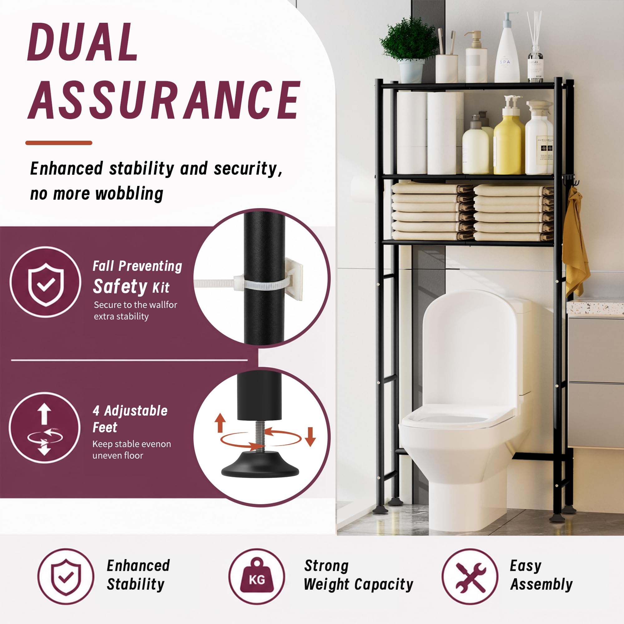 Stainless steel bathroom organizer with scratch resistant finish