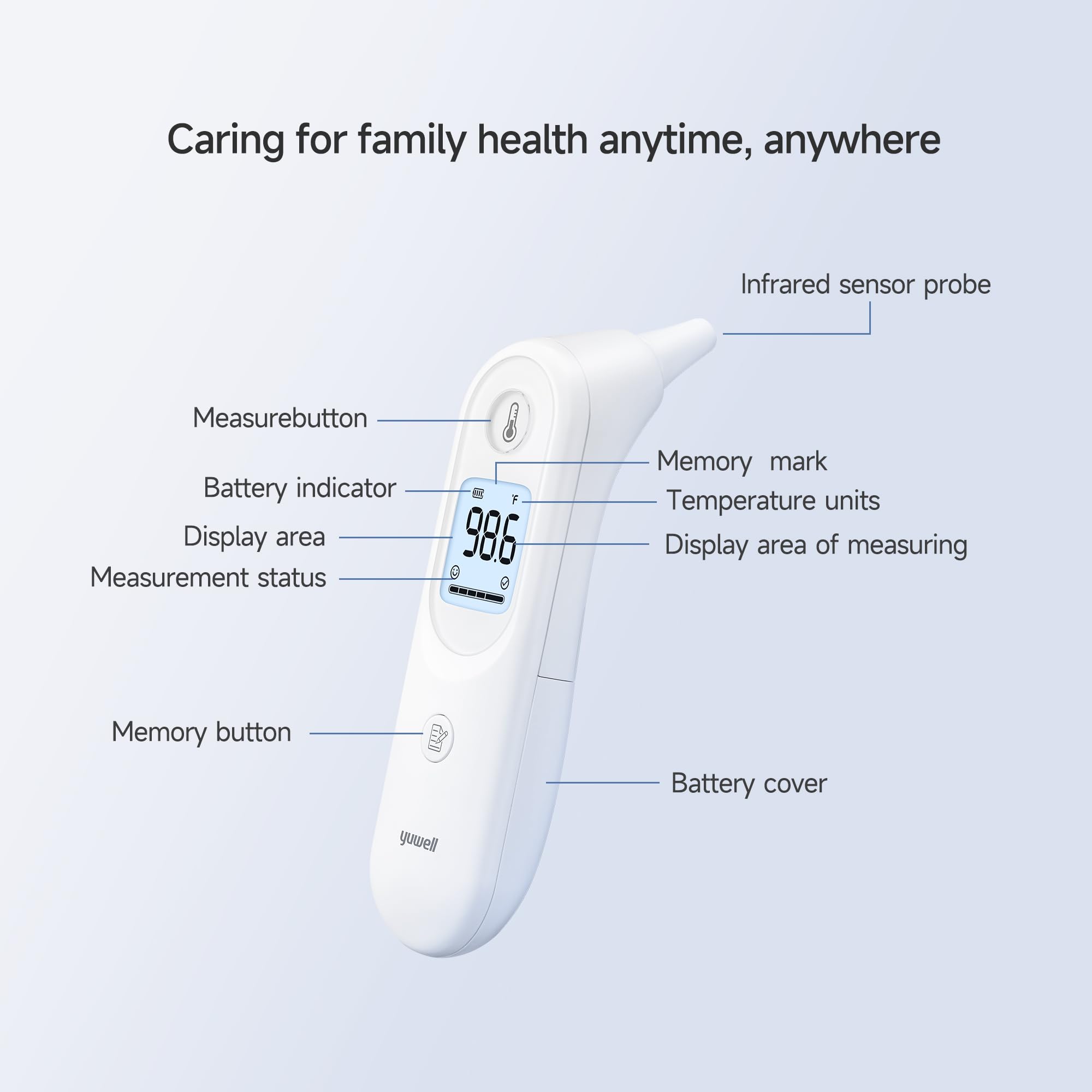 7 reading storage capability of yuwell ear thermometer