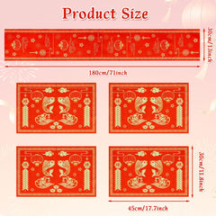 YVAINE placemats set of 4 12x18 inches red gold