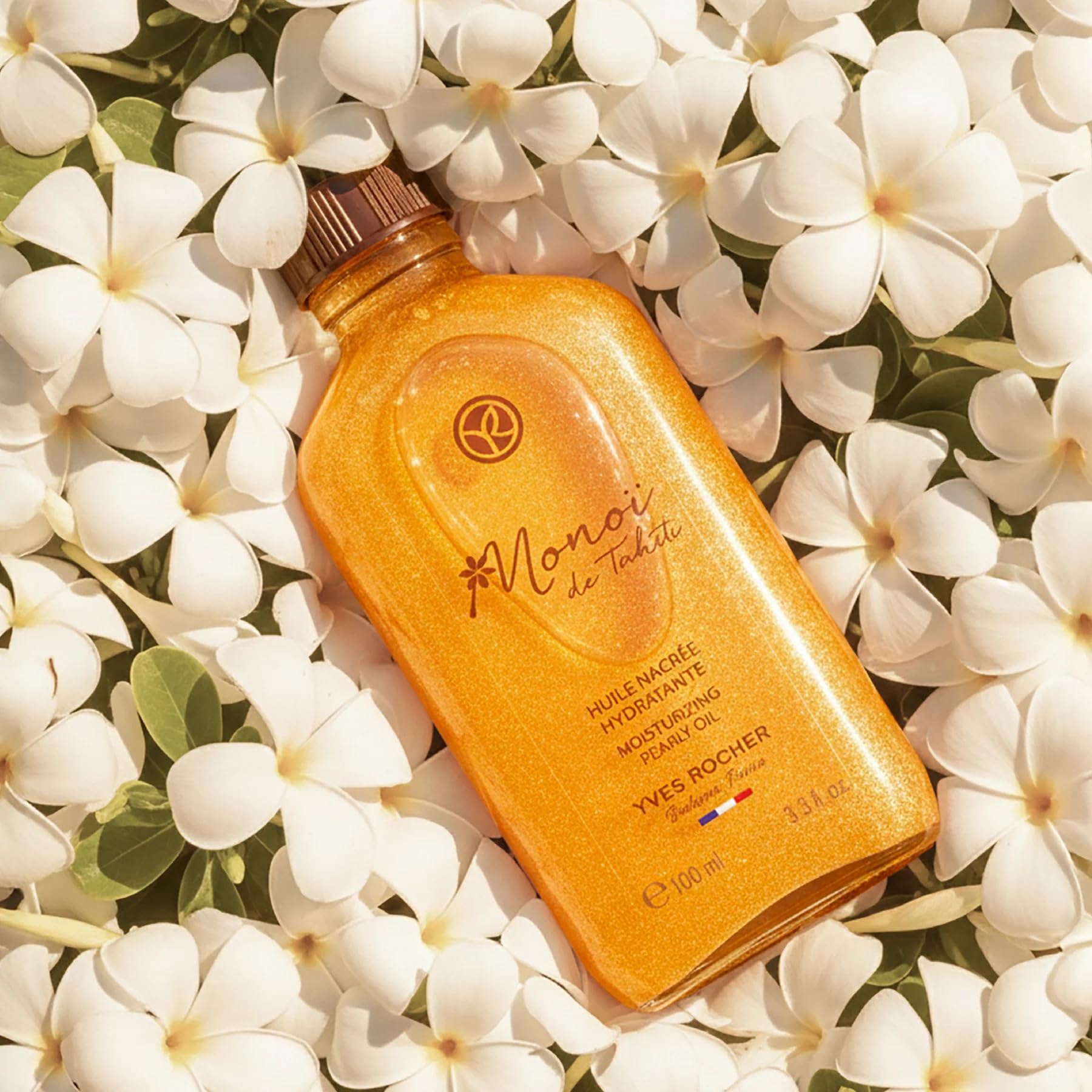 Monoi de Tahiti oil ingredient list on bottle