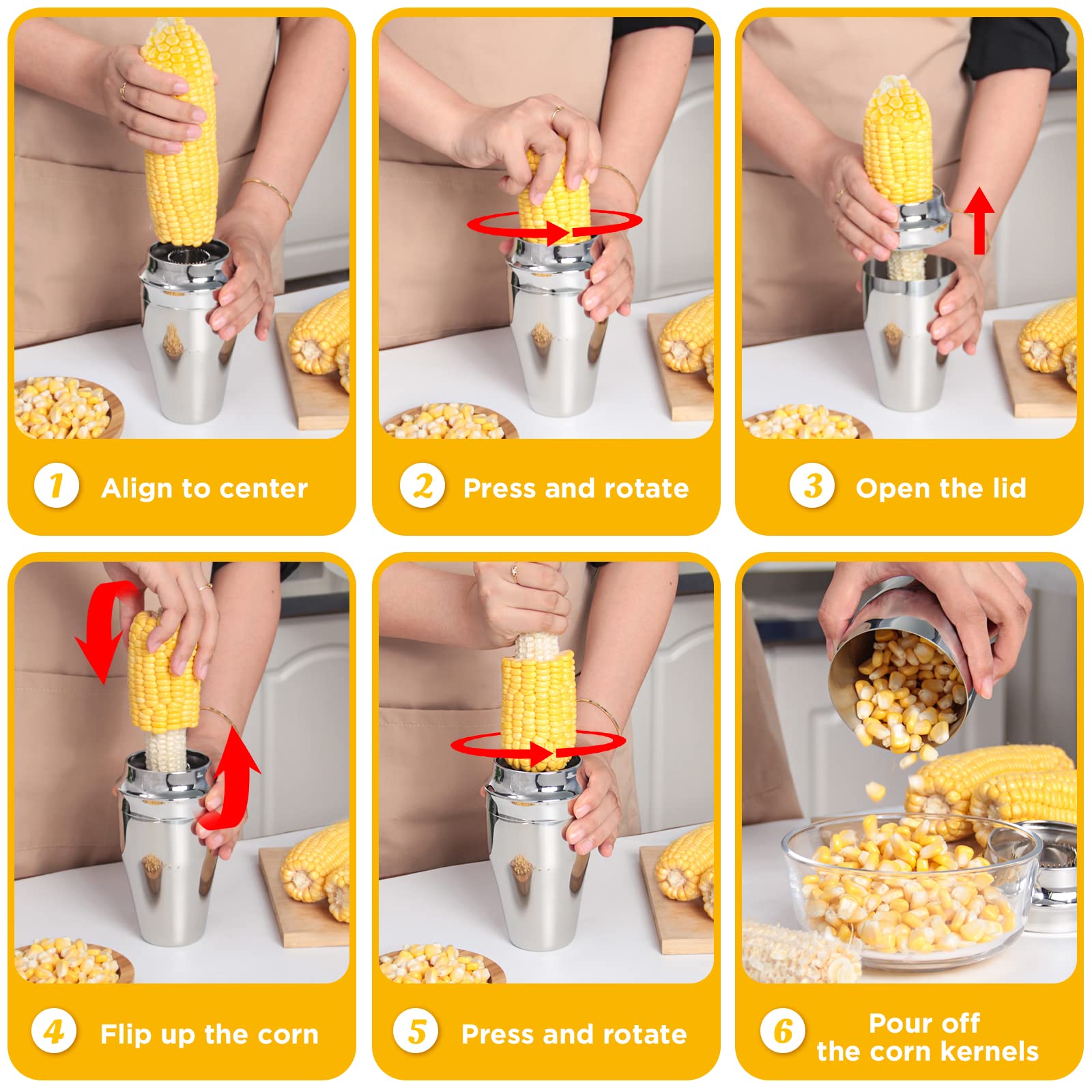 304 stainless steel corn remover tool by YYP with serrated blade
