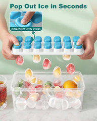 Blue silicone ice cube tray with lid by YZSFMZGE