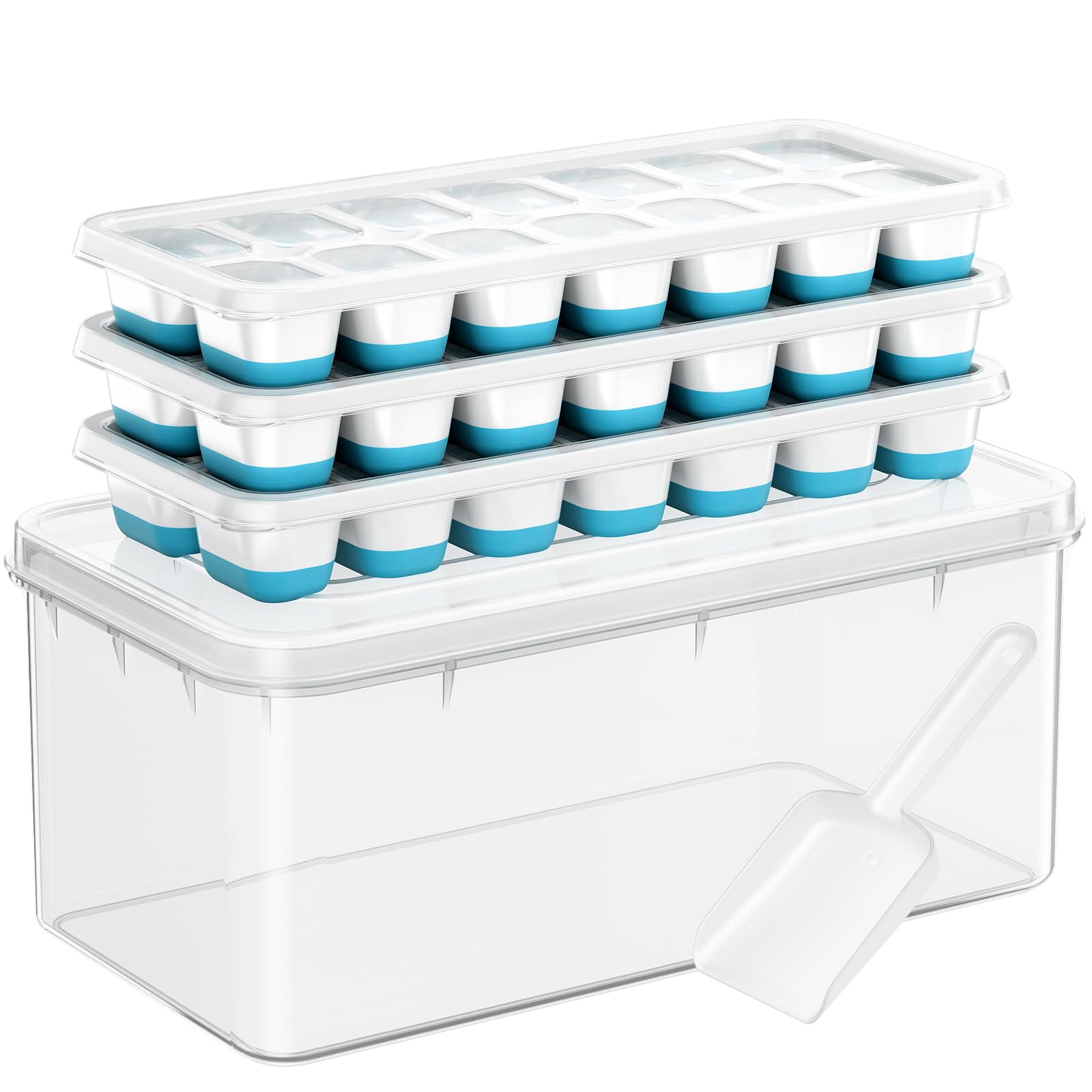 YZSFMZGE ice cube tray with lid bin blue 3 pack