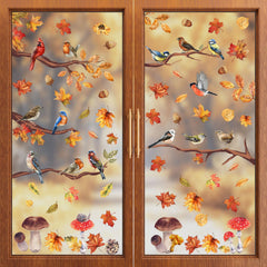 ZAEW 9 sheets Tree Cardinal Bird Fall Window Clings on glass surface