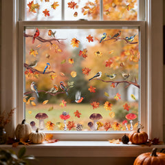 Tree Cardinal Bird Fall pattern window cling variety by ZAEW