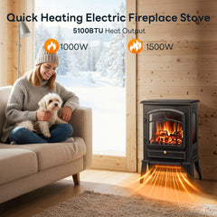 ZAFRO electric fireplace stove 5100 BTU heating