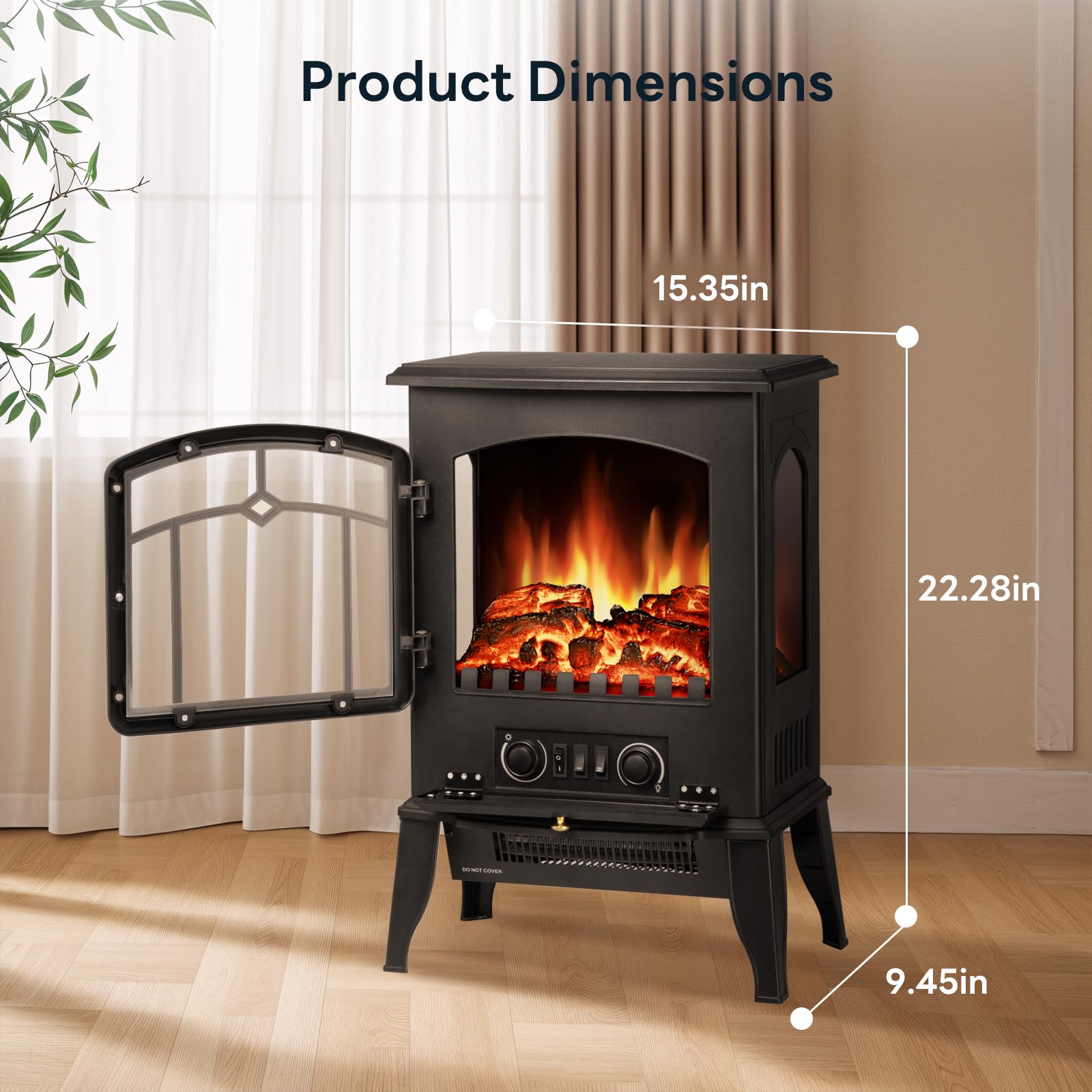 ZAFRO electric fireplace stove freestanding compact design