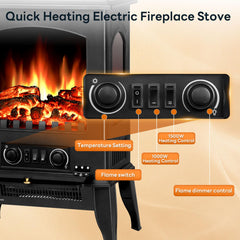 ZAFRO electric fireplace stove overheat protection and base