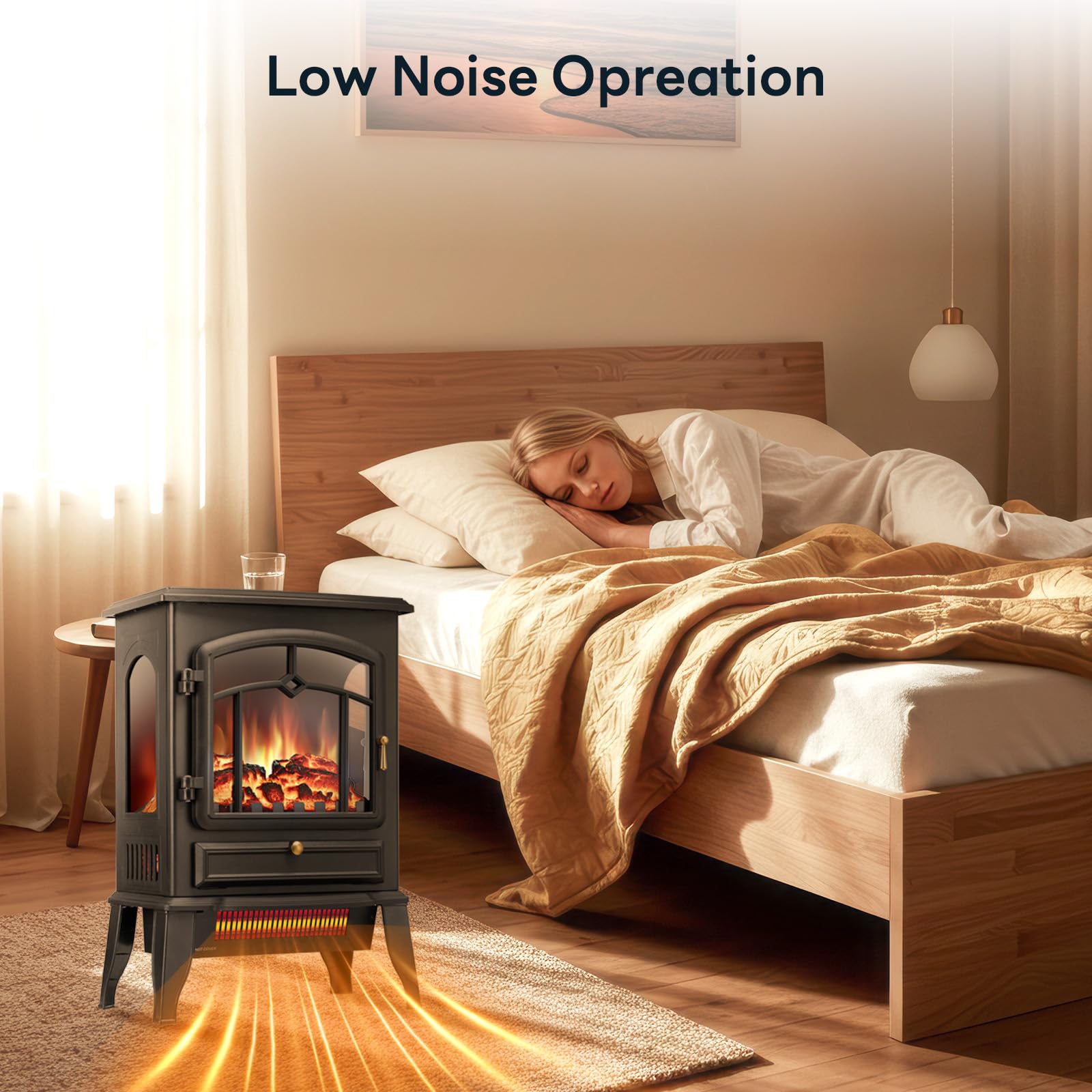 ZAFRO electric fireplace stove compact dimensions 15.35 W x 9.45 D x 22 H inches