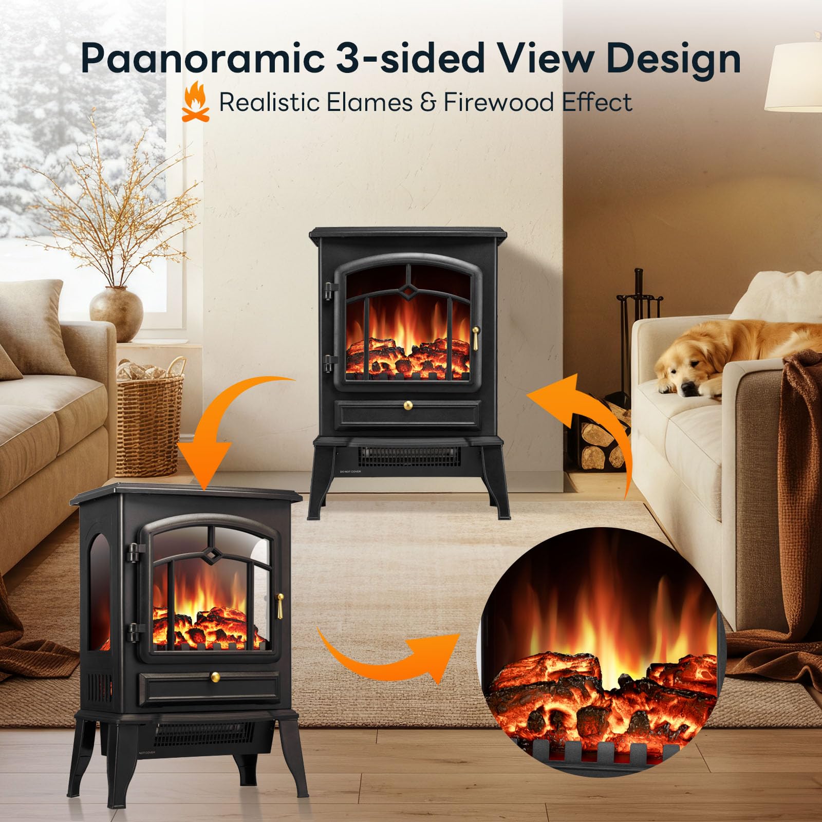 ZAFRO electric fireplace stove thermostat control