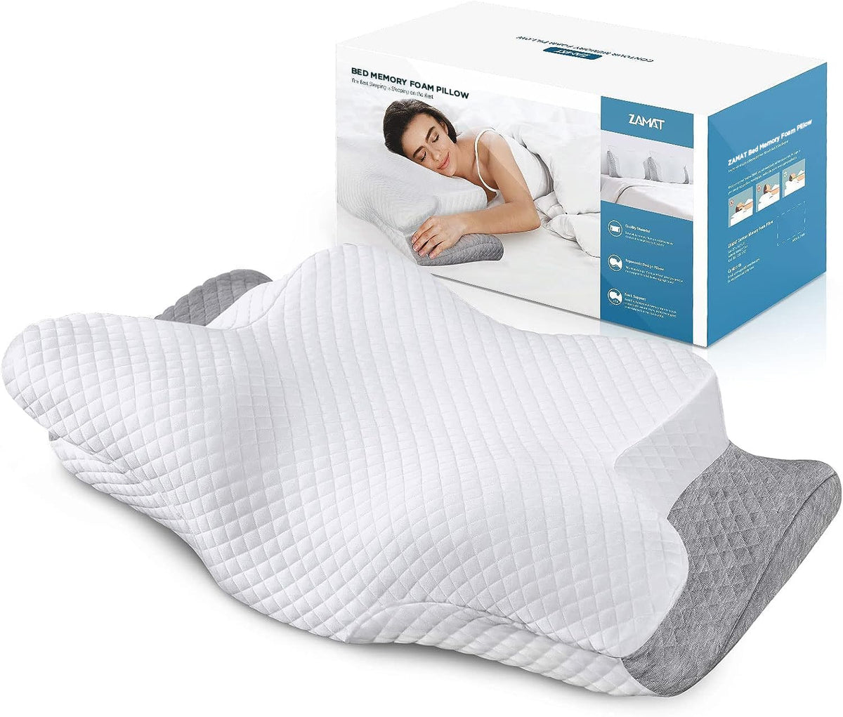 ZAMAT Adjustable Cervical Memory Foam Pillow front view