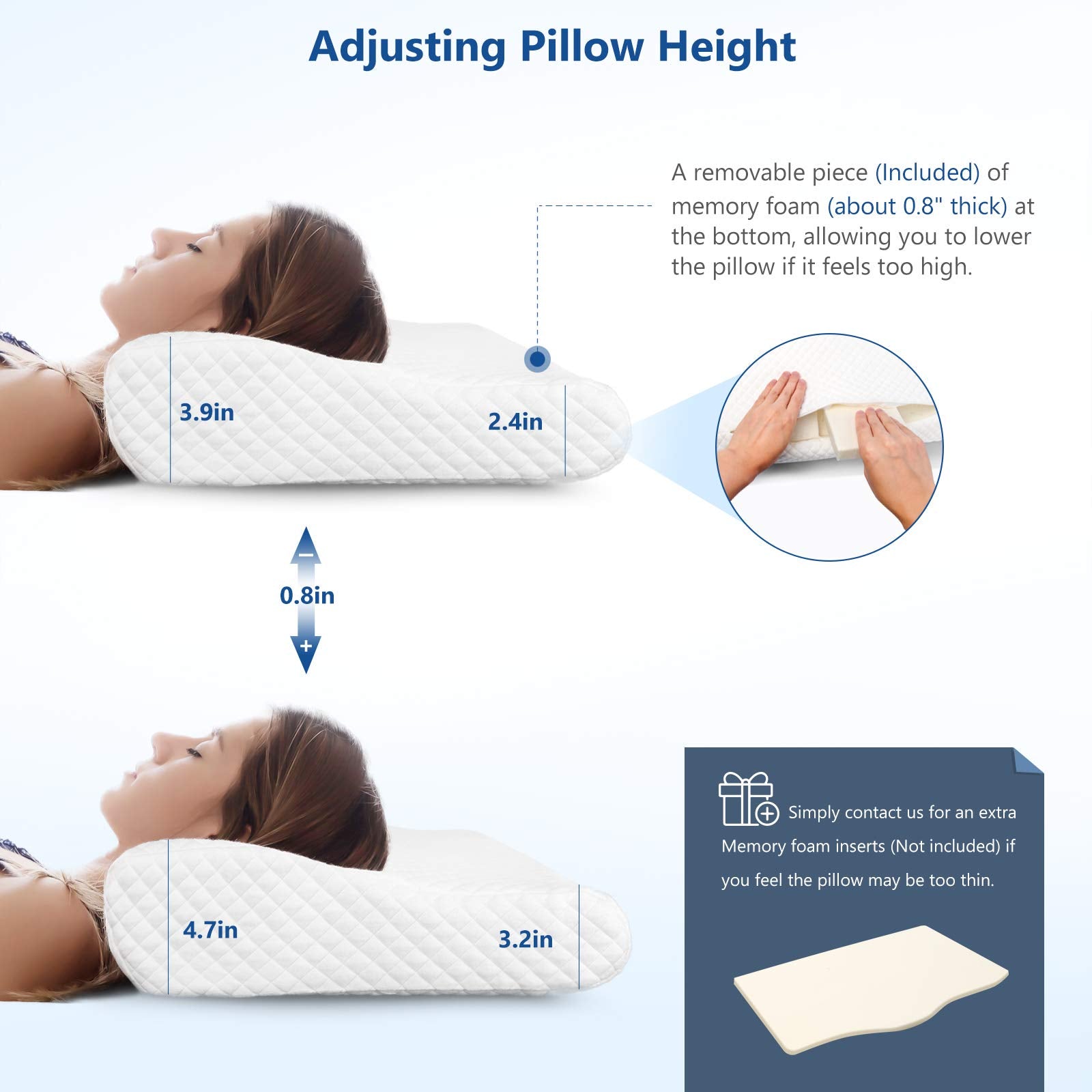 ZAMAT memory foam pillow with double pillowcase cover