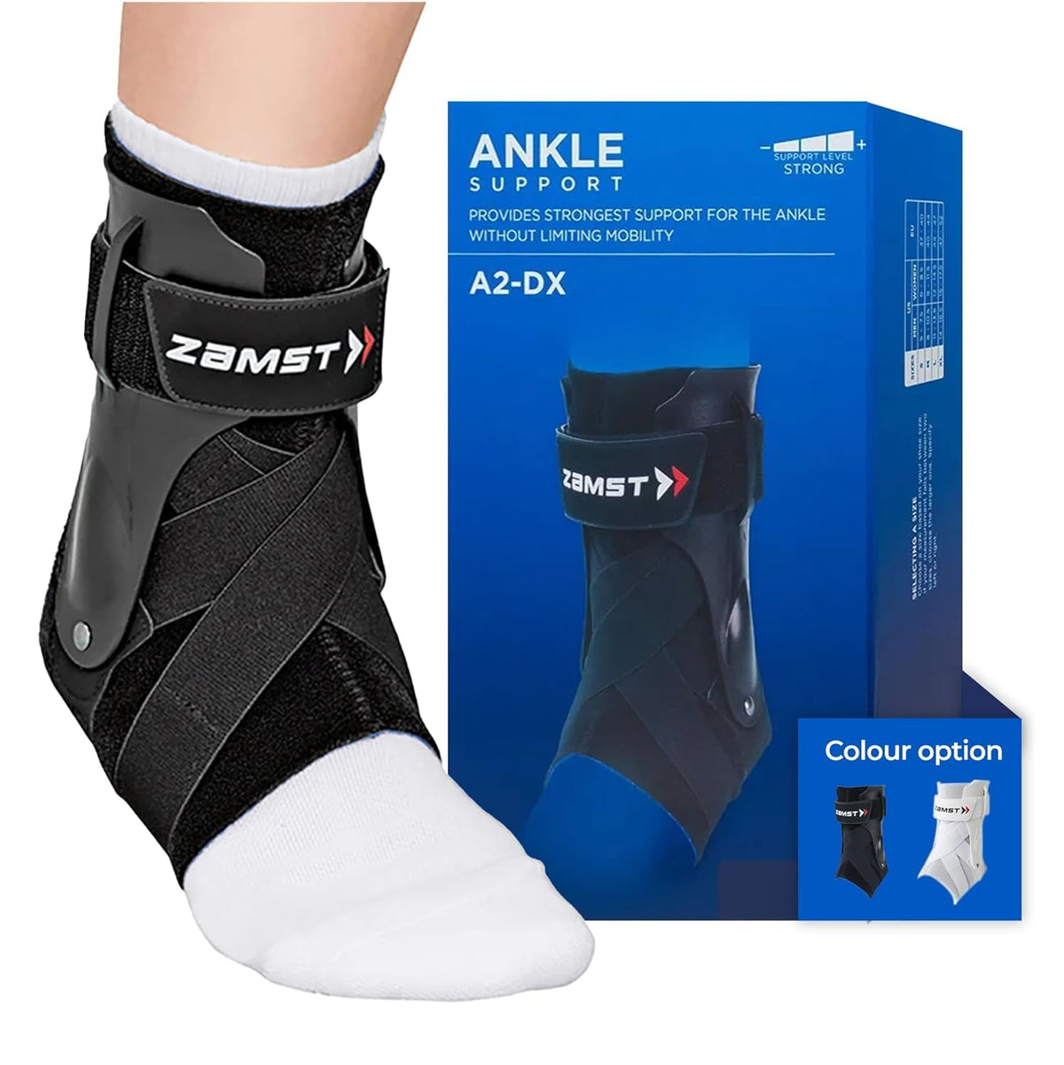 Zamst A2-DX left medium black ankle brace front view