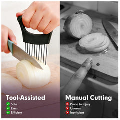 Durable onion cutter with non-slip plastic construction