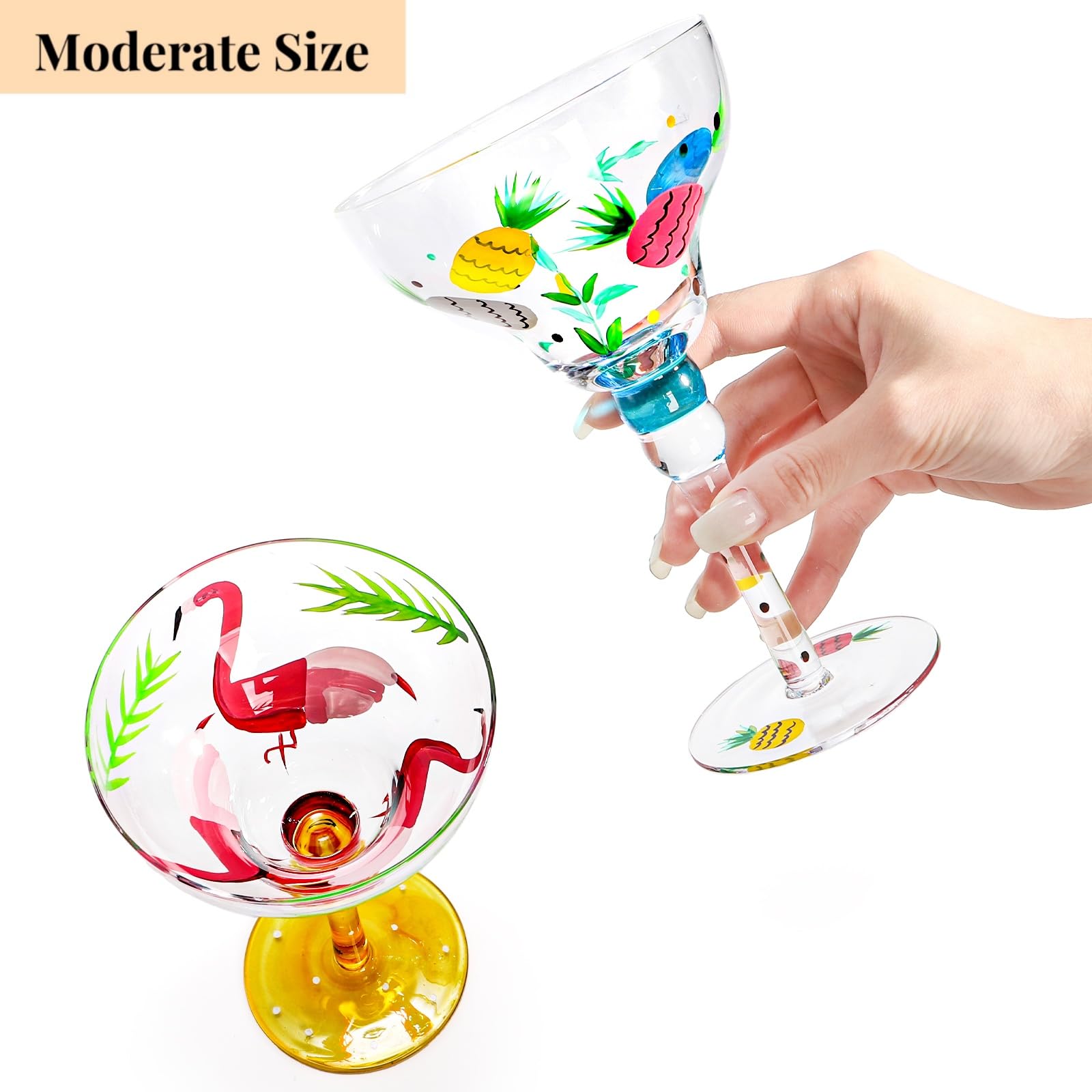 Close up of tropical painted pattern on margarita glass