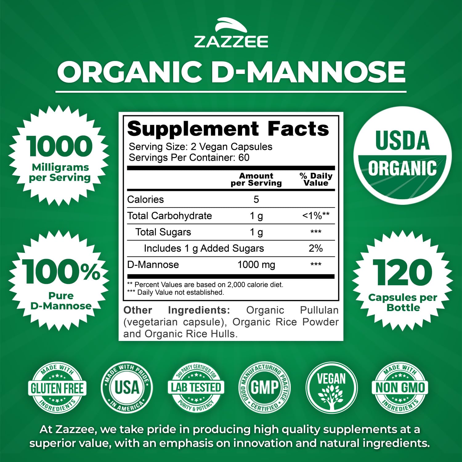 D-Mannose 1000 mg per serving two capsules