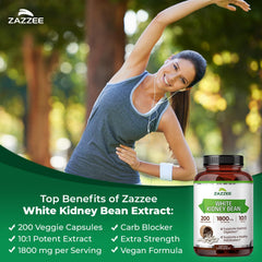 Zazzee White Kidney Bean Extract 200 capsules bottle