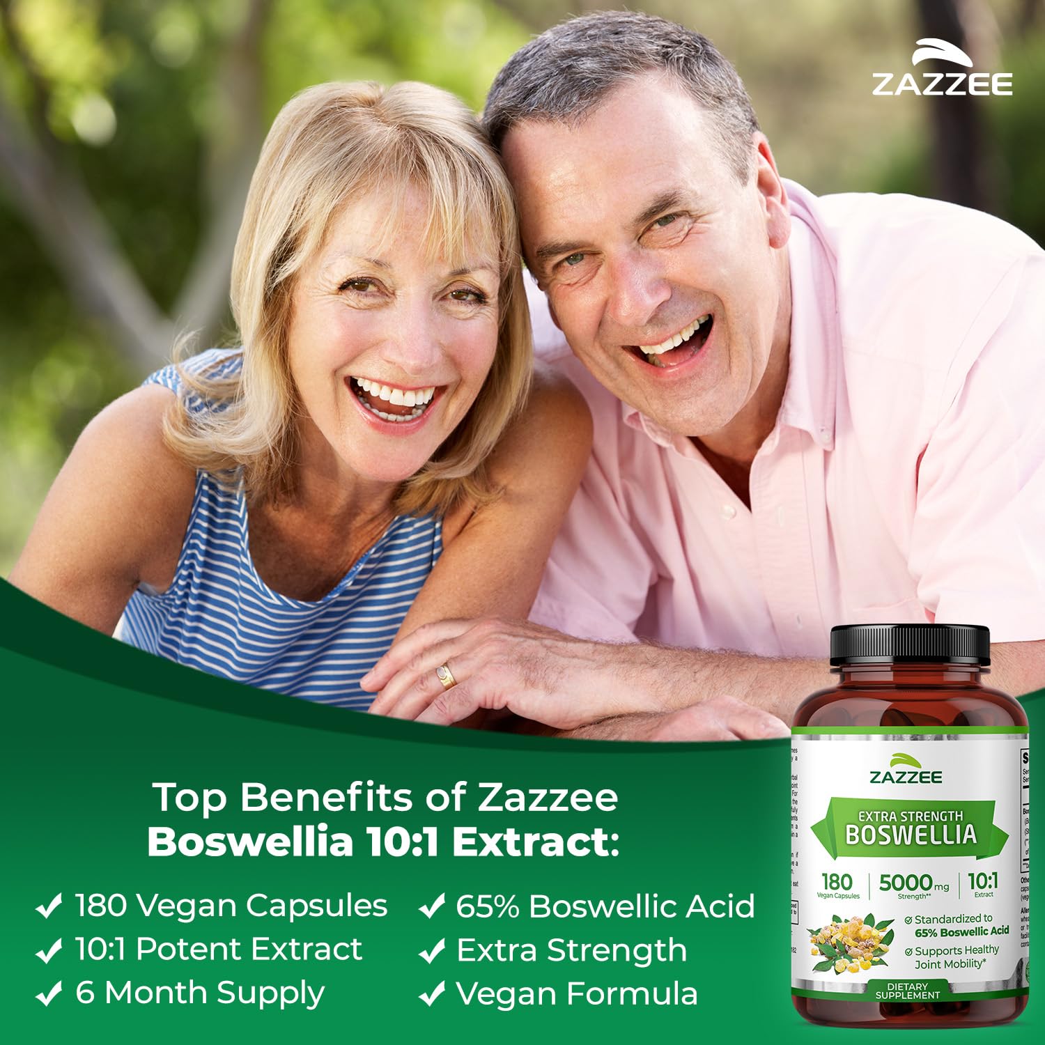 180 capsules per bottle of Zazzee Boswellia extract