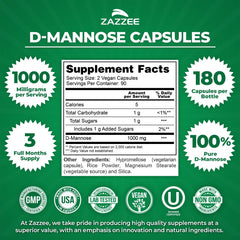 180 vegan capsules Zazzee D-Mannose pack