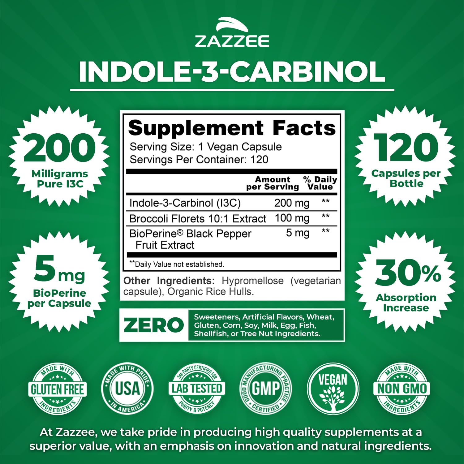Indole-3-Carbinol 200 mg capsule close up
