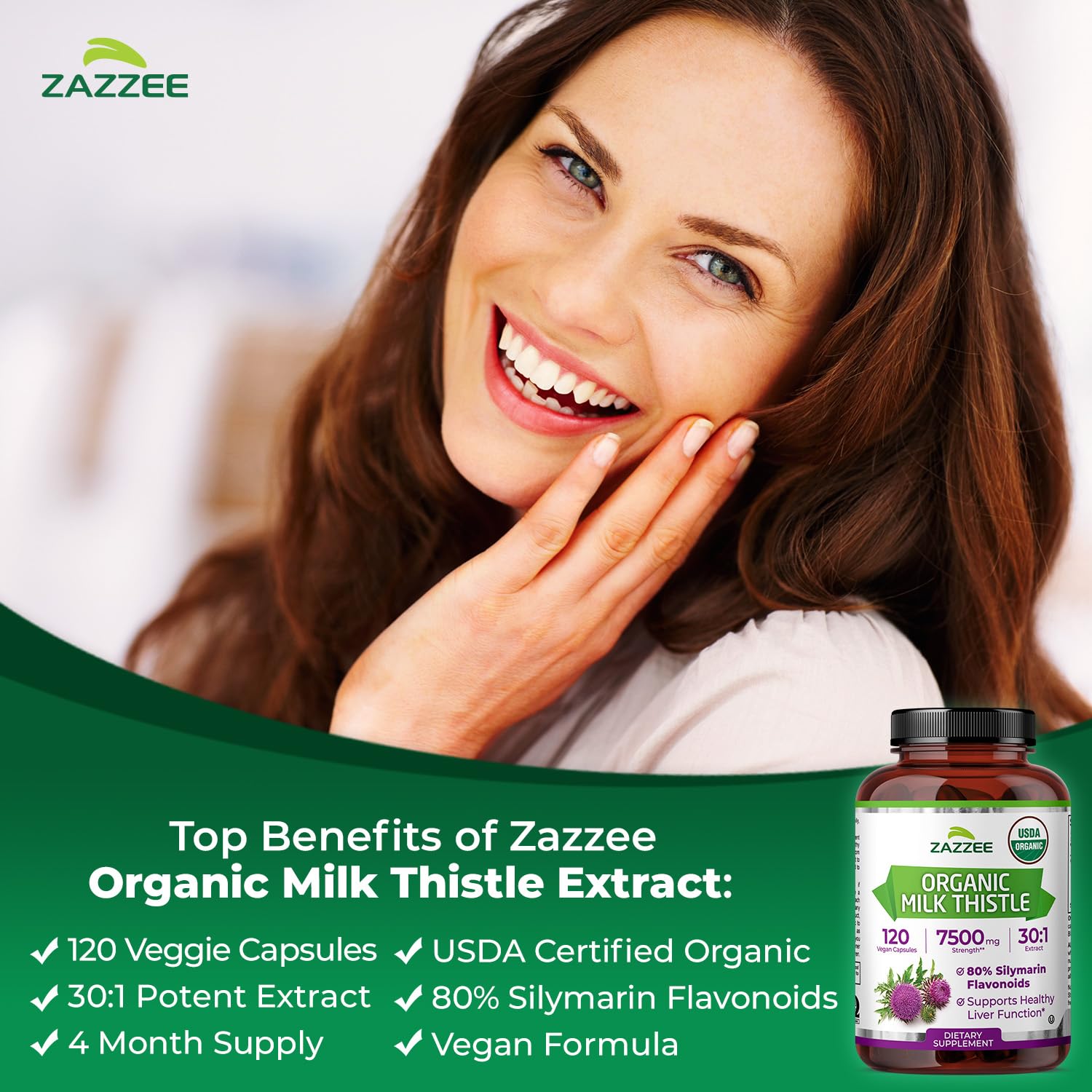 Zazzee milk thistle 80% silymarin per capsule