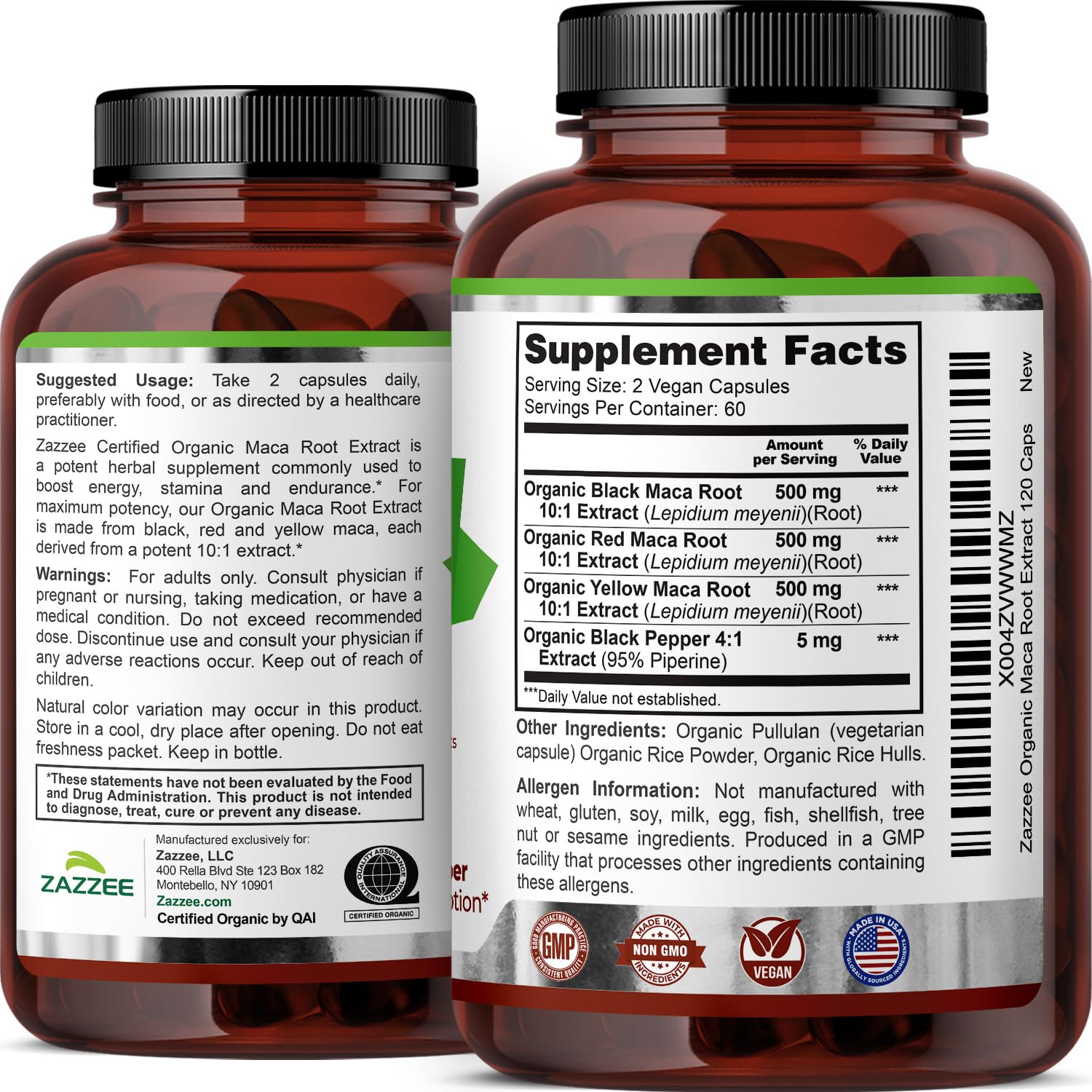 USDA Organic certification on Zazzee maca extract