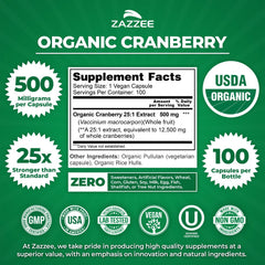 USDA Organic cranberry capsules label detail