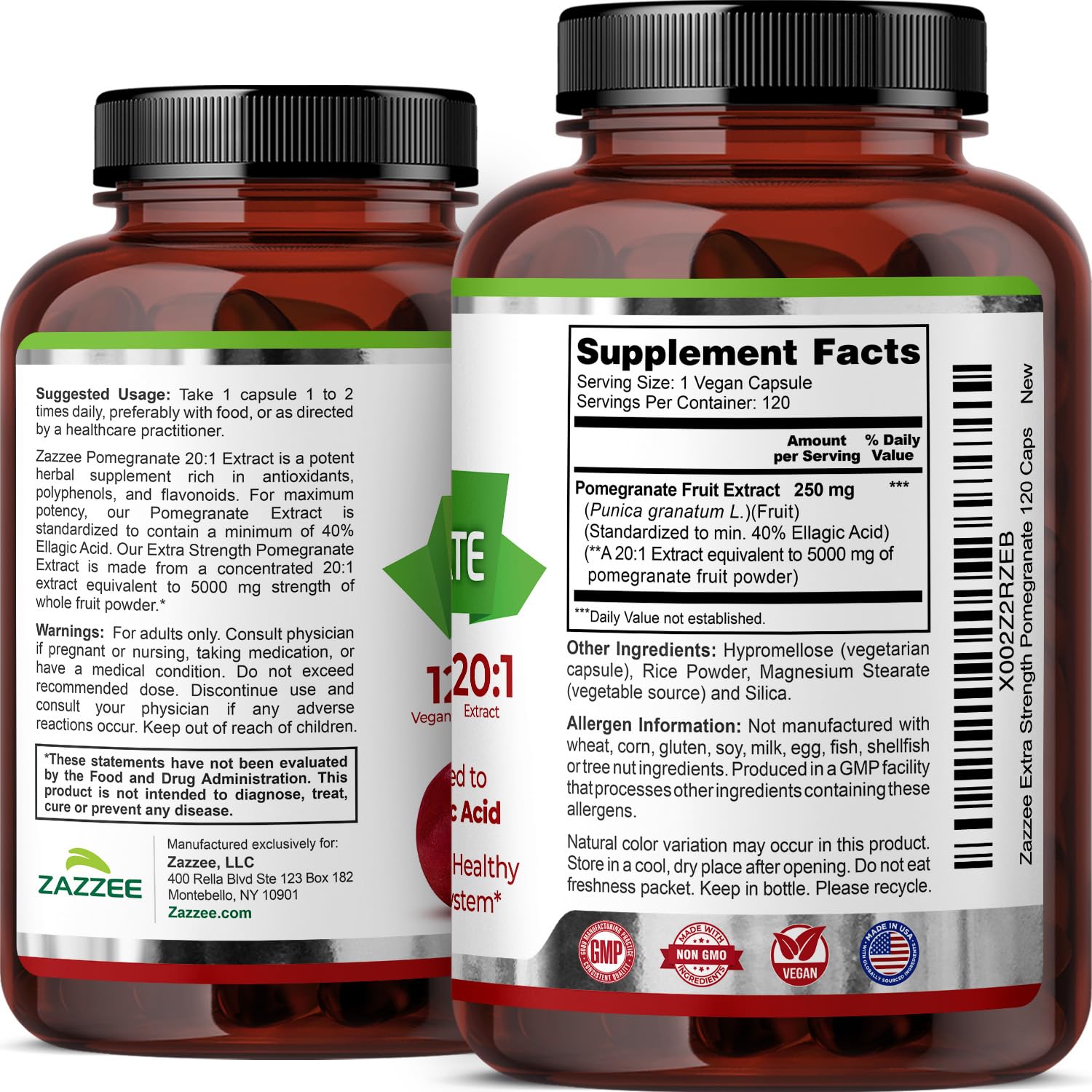 USA manufactured pomegranate extract supplement packaging