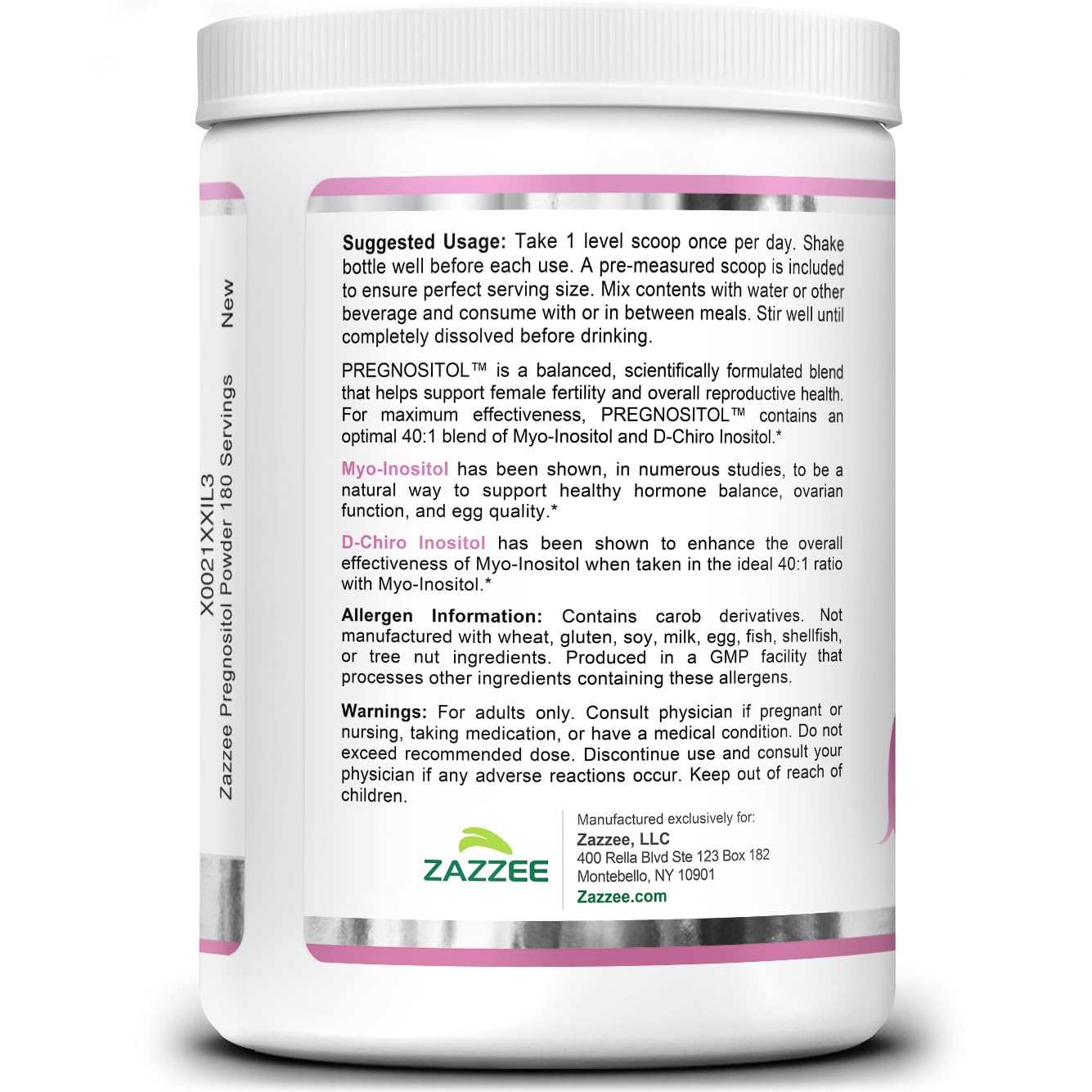 Fertility support supplement Zazzee PREGNOSITOL Powder