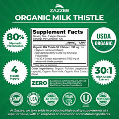 USDA Organic Zazzee milk thistle product packaging