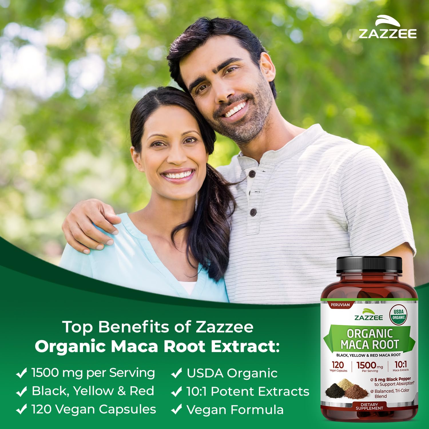 Yellow maca root capsules by Zazzee