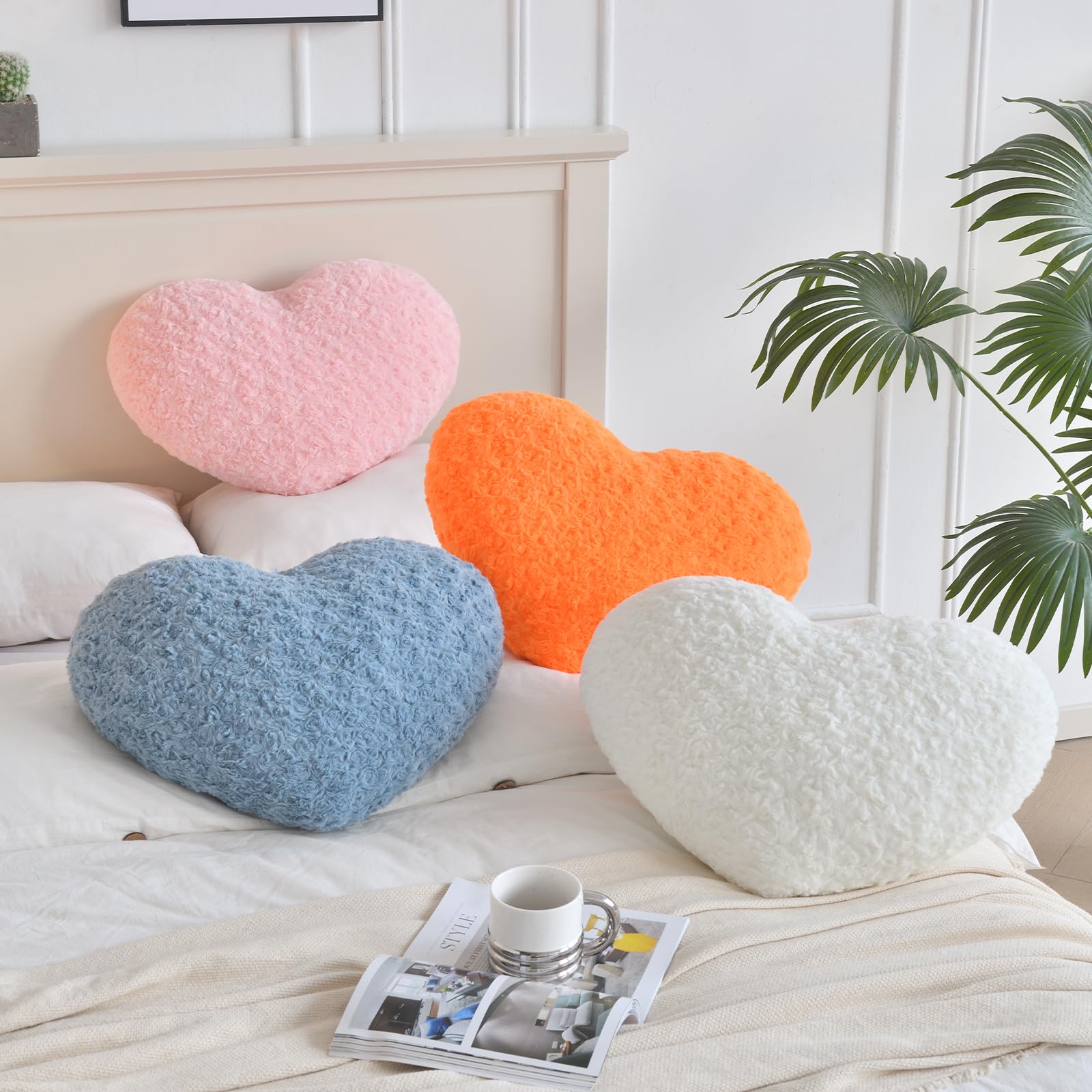 Heart pillow in dorm room setting