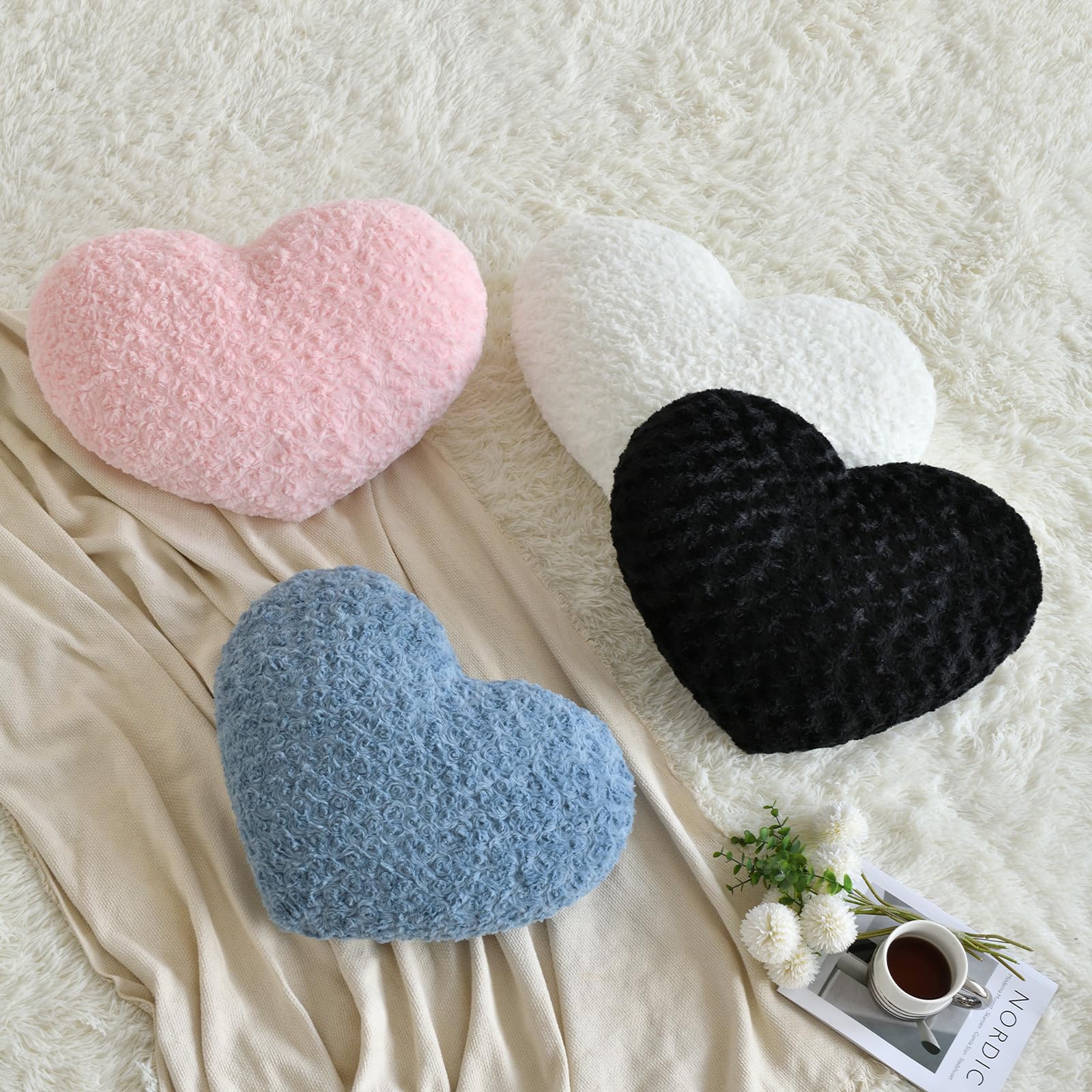 Large size 19.6 x 15.7 in heart pillow on sofa