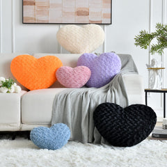 Mini size 12.9 x 9.8 in black heart pillow closeup texture