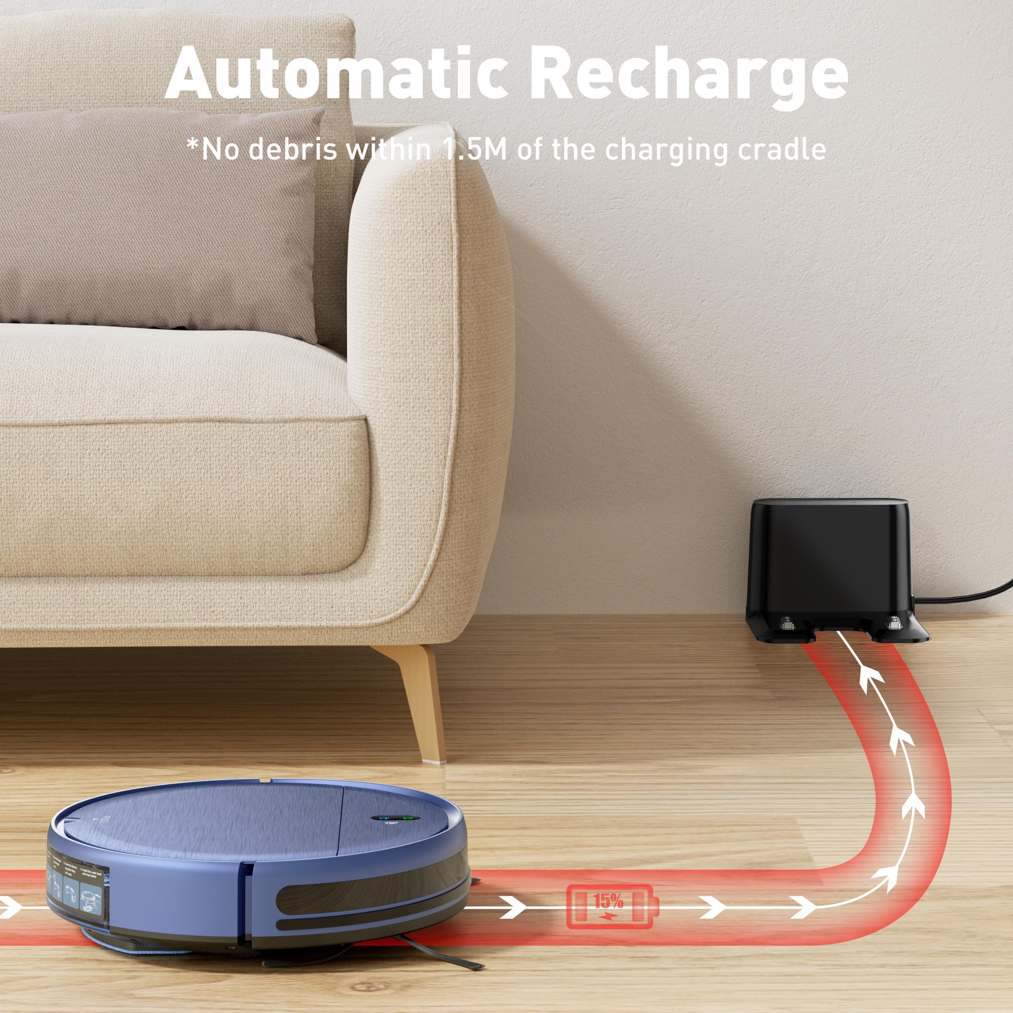 Four cleaning modes including Zig-zag for coverage