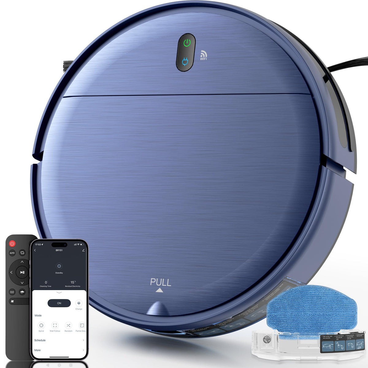 ZCWA robot vacuum and mop combo with anti-hair tangle design