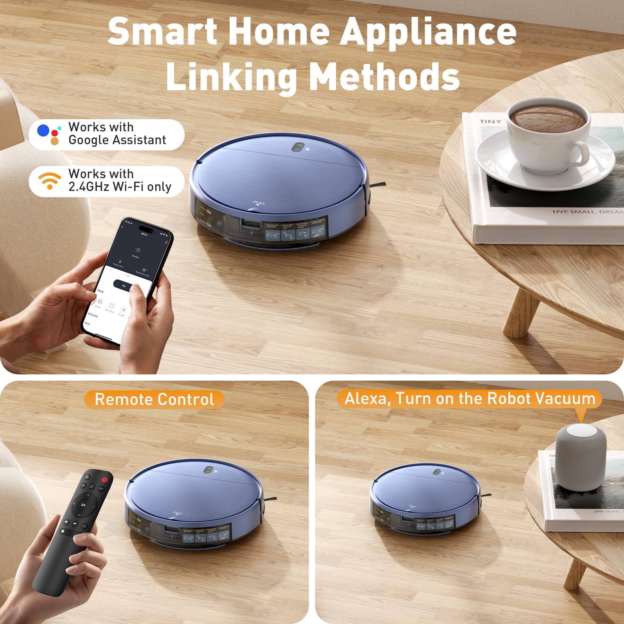 230mL electronic water tank with mopping pad for wet cleaning