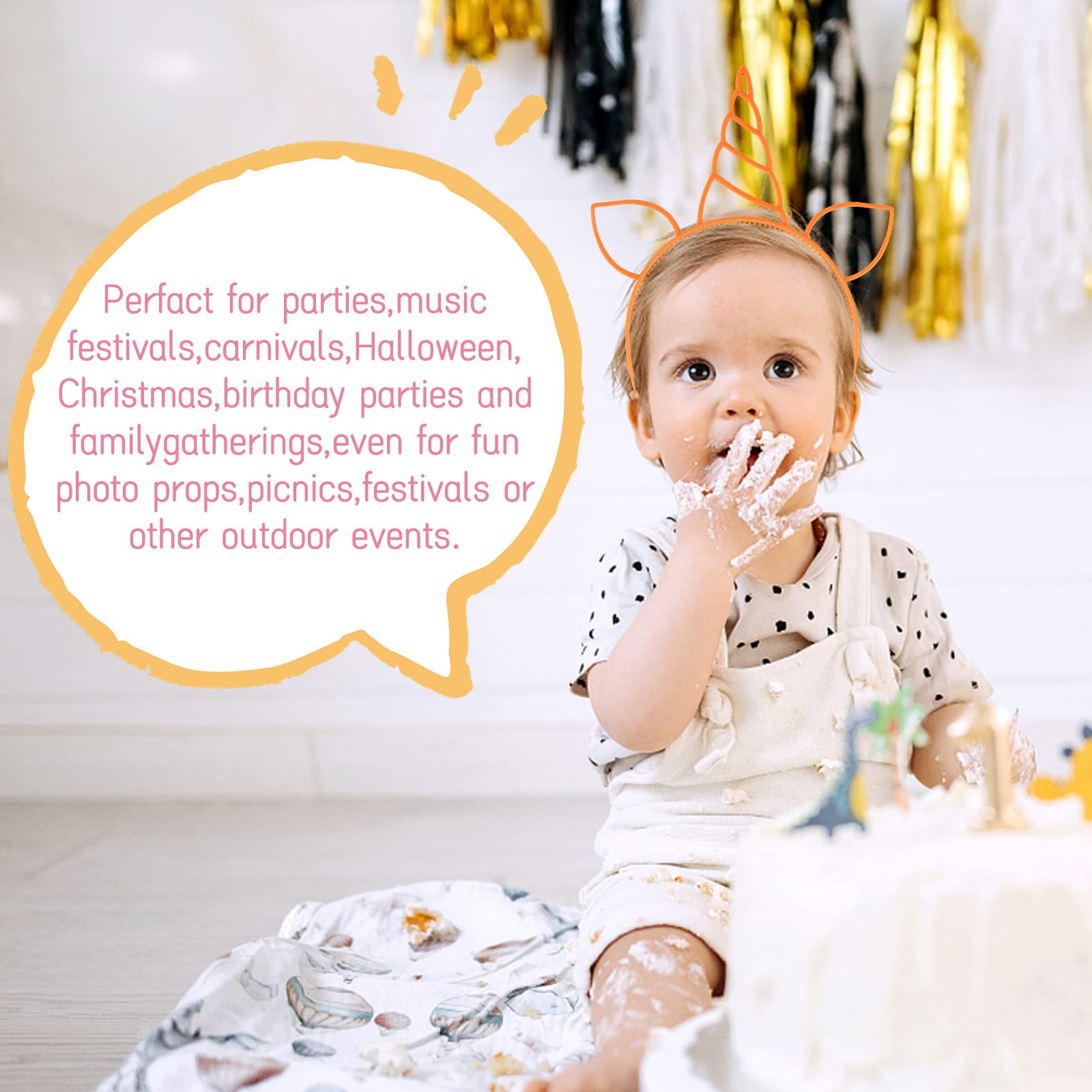 Use for photos and outdoor celebrations with unicorn headbands