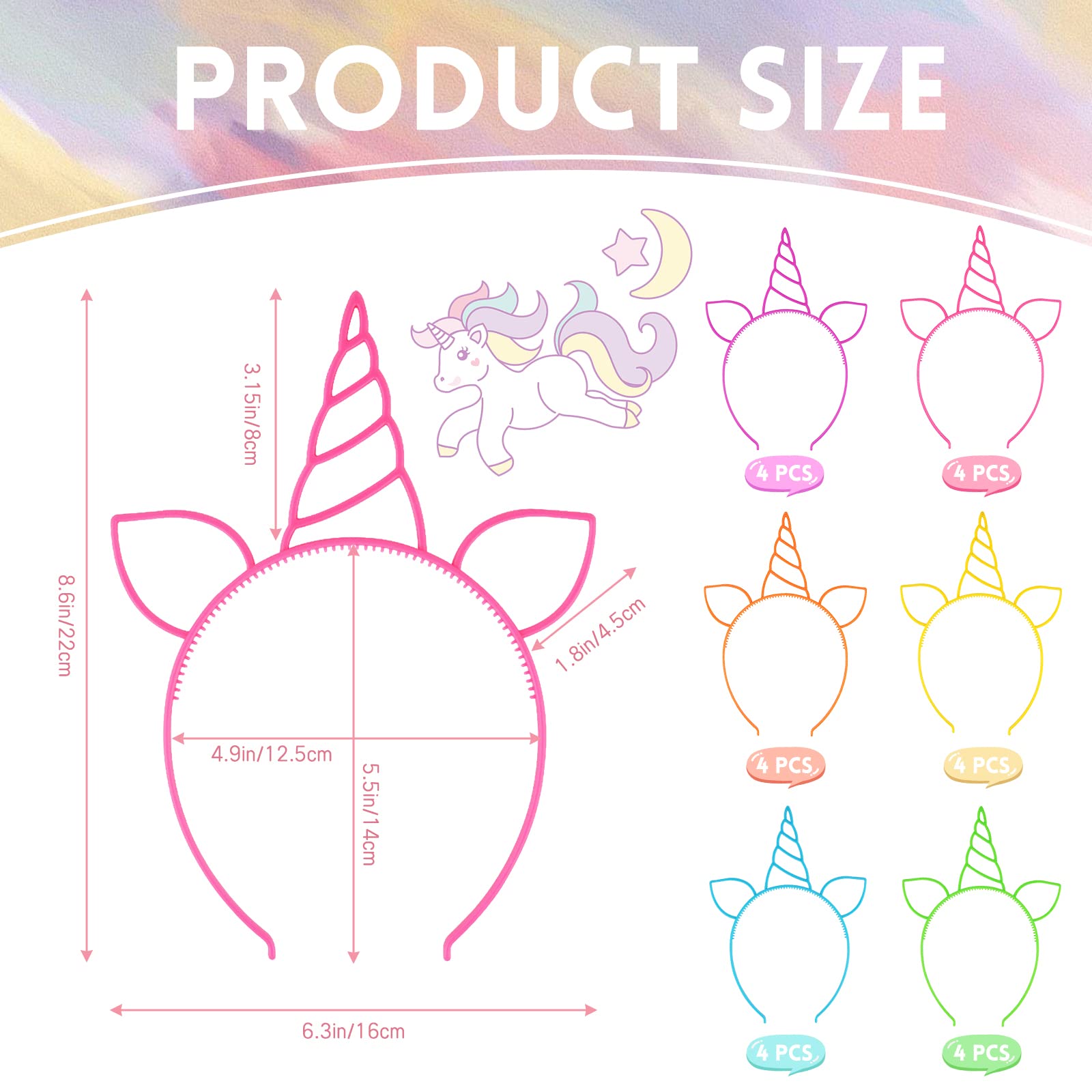 Plastic unicorn headbands lightweight comfortable to wear