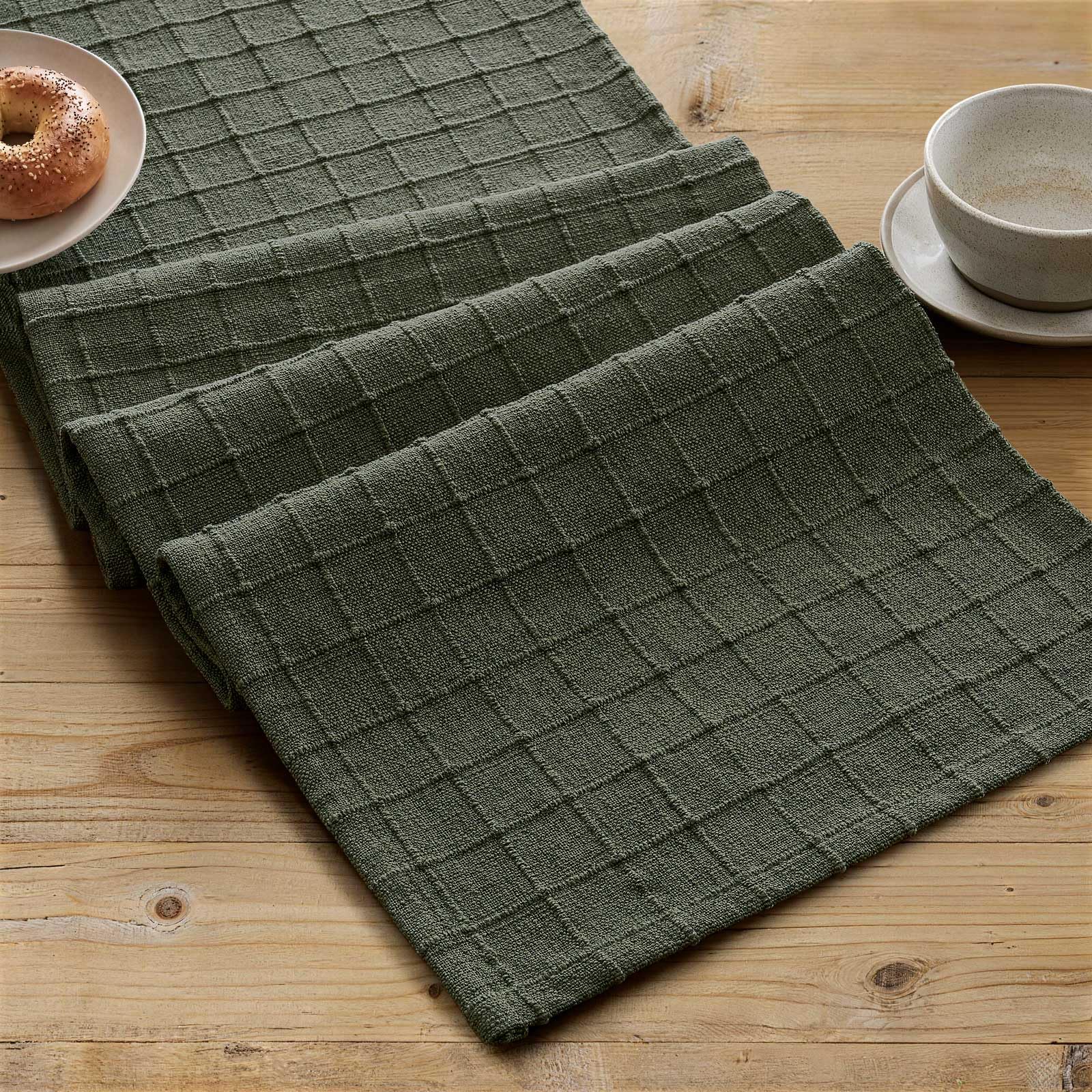 13x72 inch Linen Table Runner army green close up