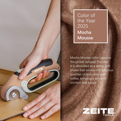 ZEITE 4V cordless scissors mocha cardboard cutter close up