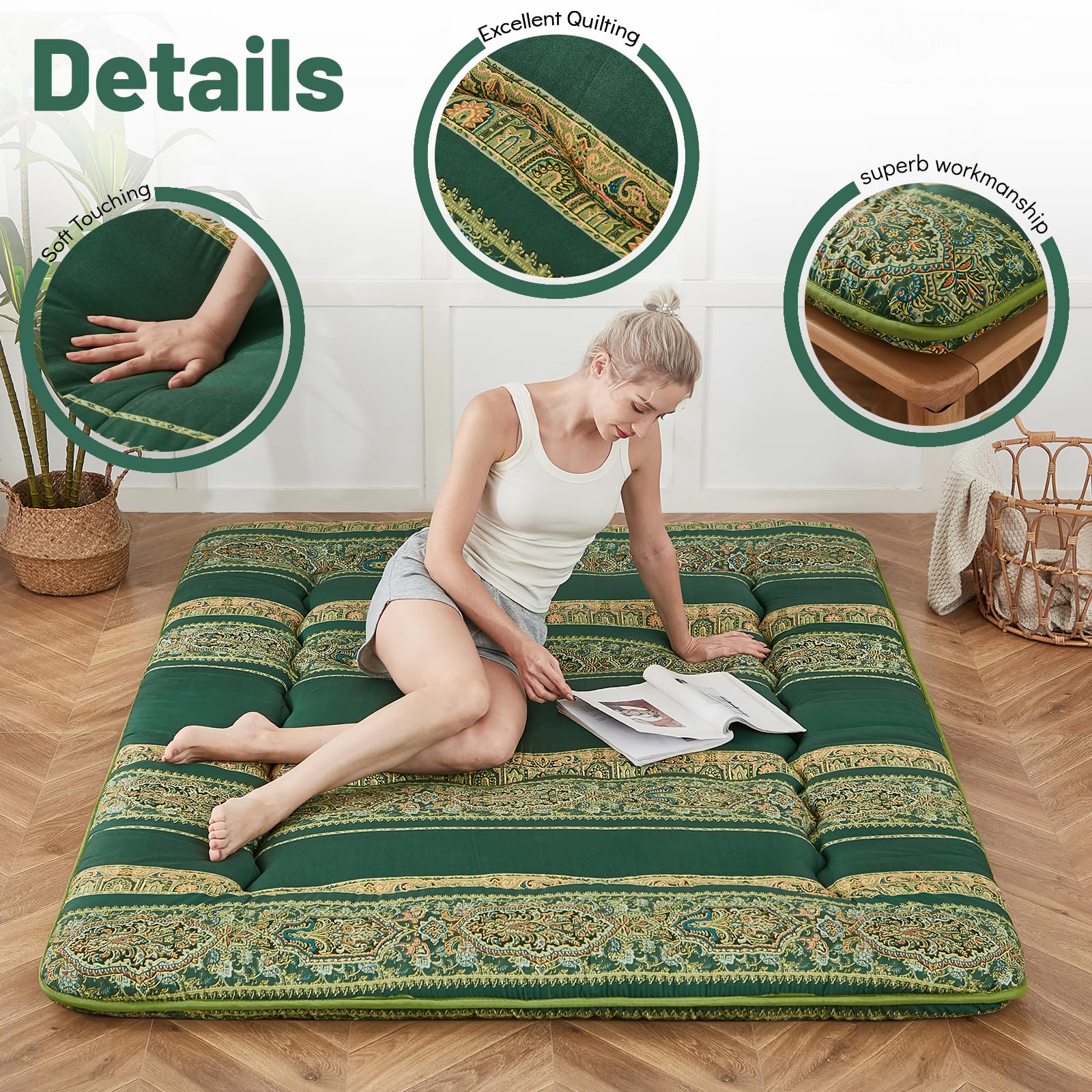 Futon mattress with microfiber fabric and memory foam filling