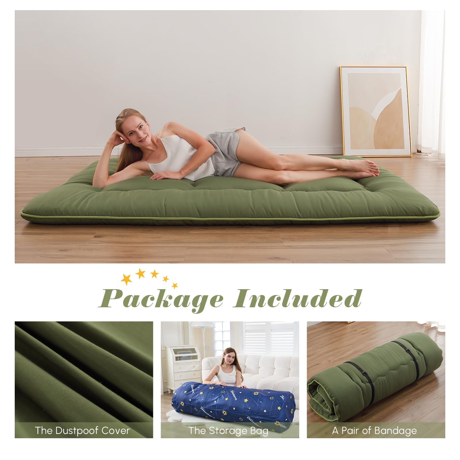 Futon memory foam filling with microfiber fabric