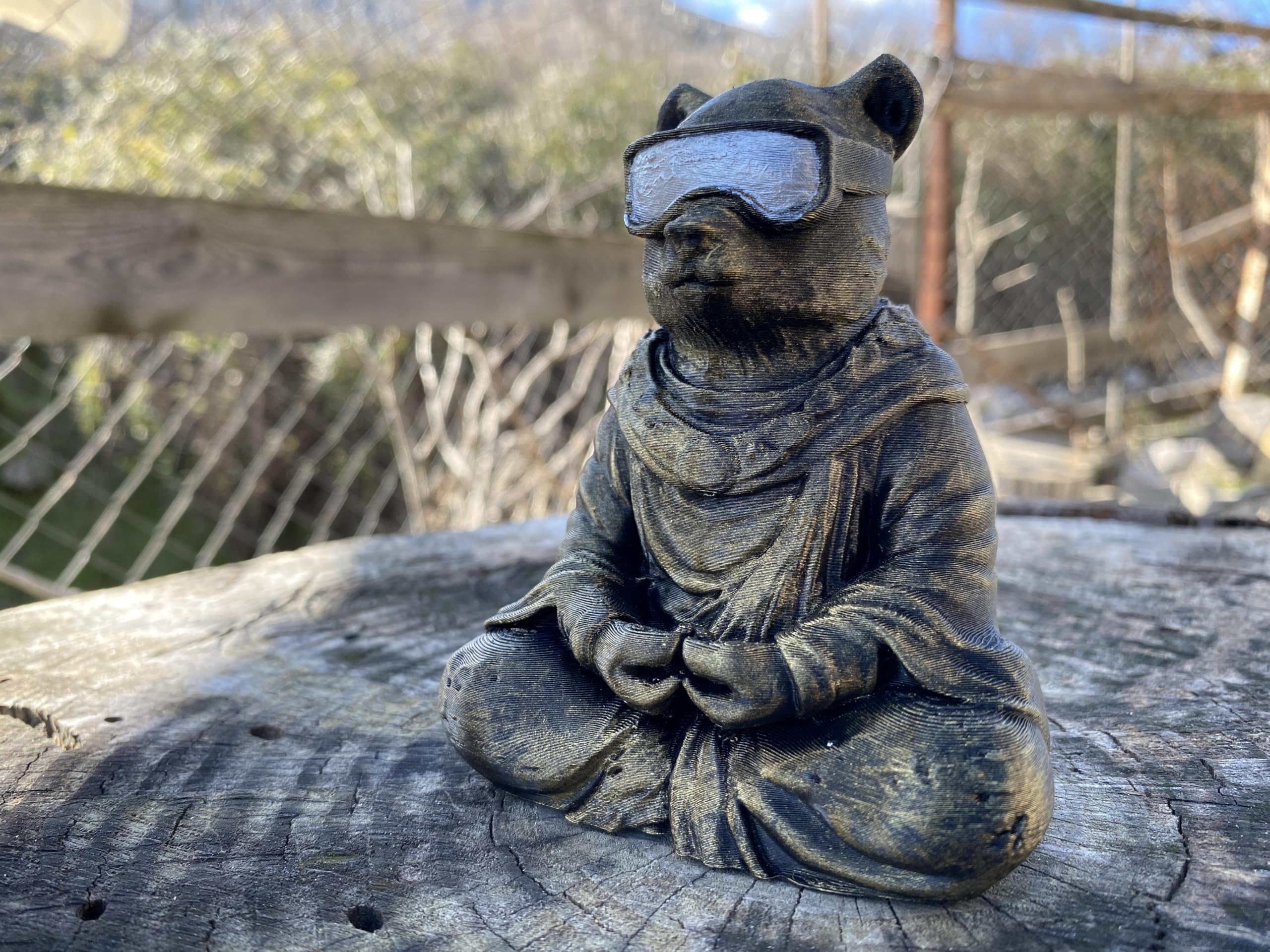 Zen desk decor bear for gamer and meditation spaces